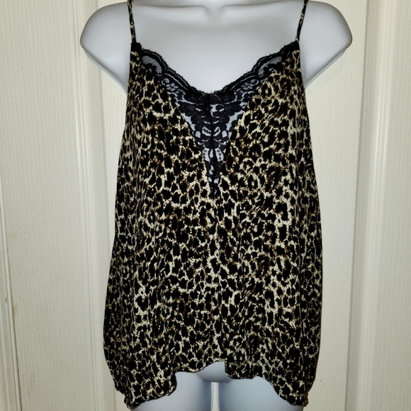 Design Lab leopard print flowy blouse with lace detail in size small - Picture 1 of 10